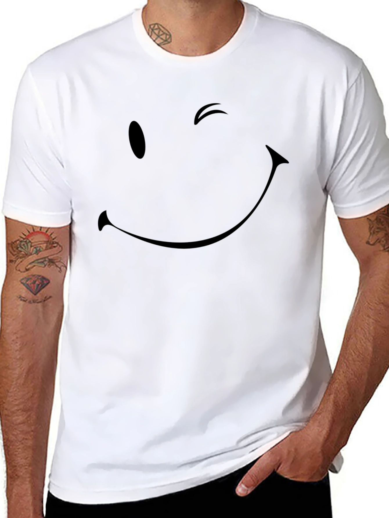 Winking Smiley Face Black Graphic Tee