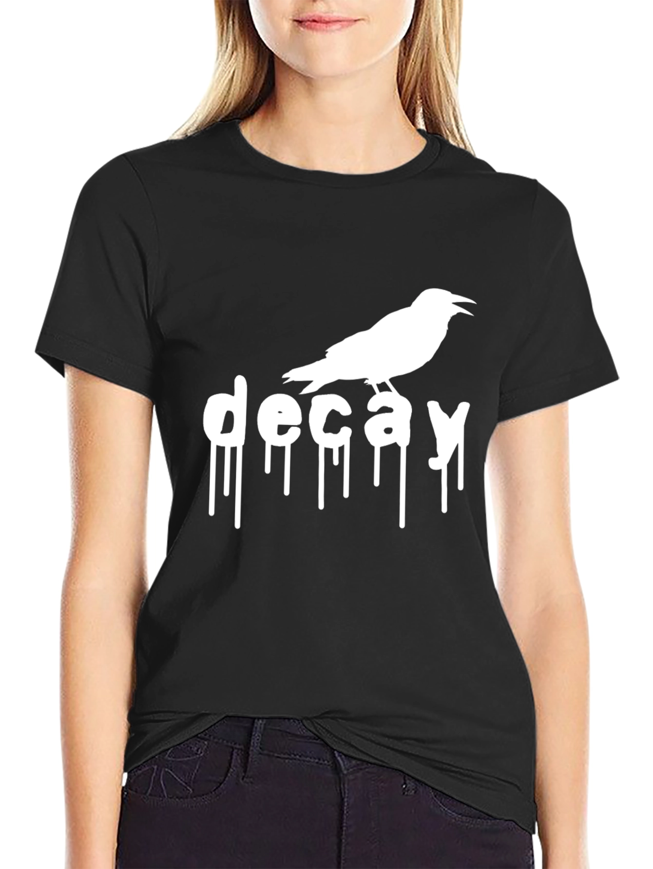Decay Crow Graphic T-Shirt - Black Cotton Tee