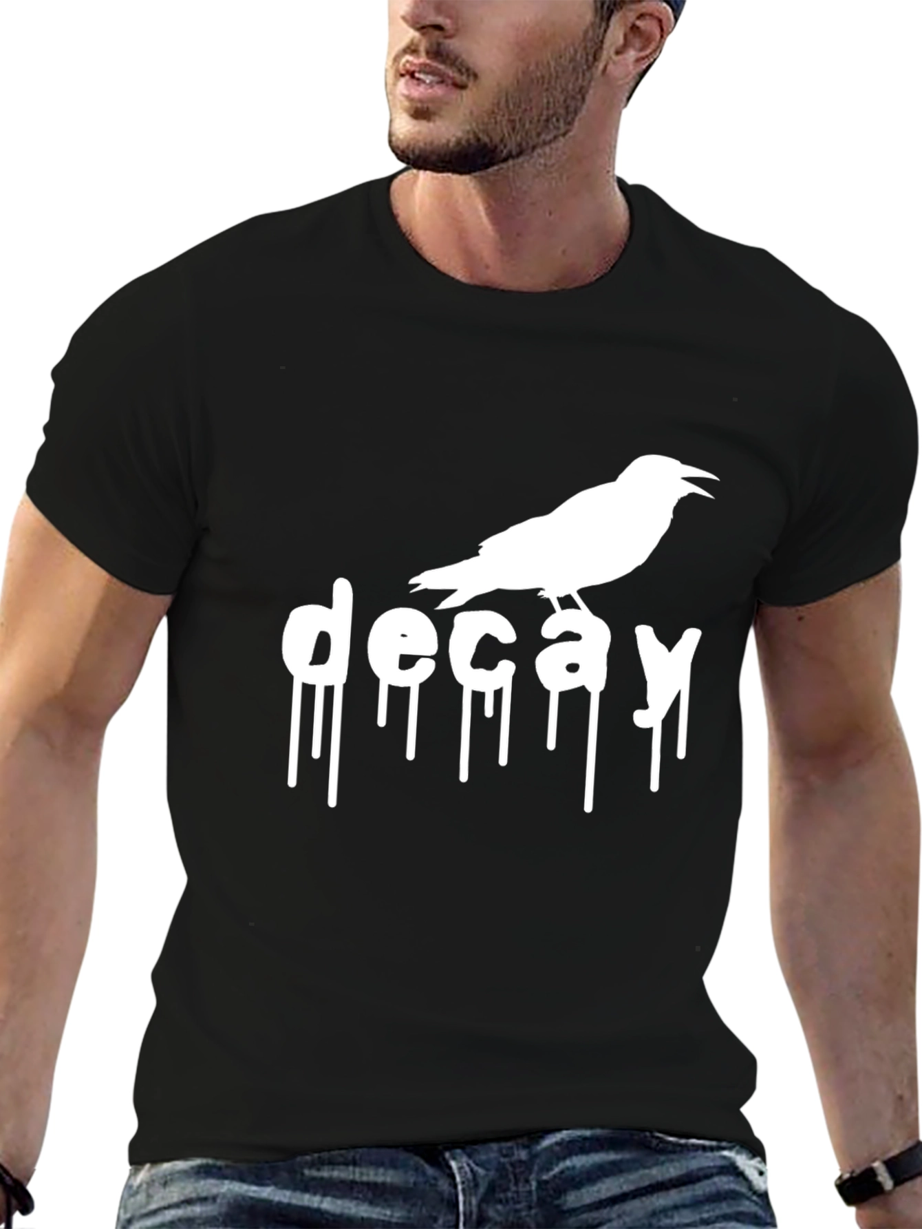 Decay Crow Graphic T-Shirt - Black Cotton Tee