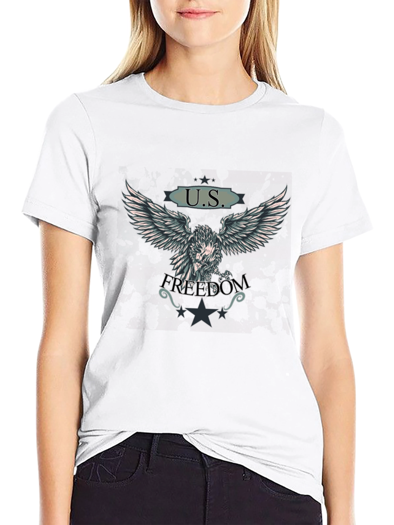 U.S. Freedom Eagle Graphic T-Shirt - Black