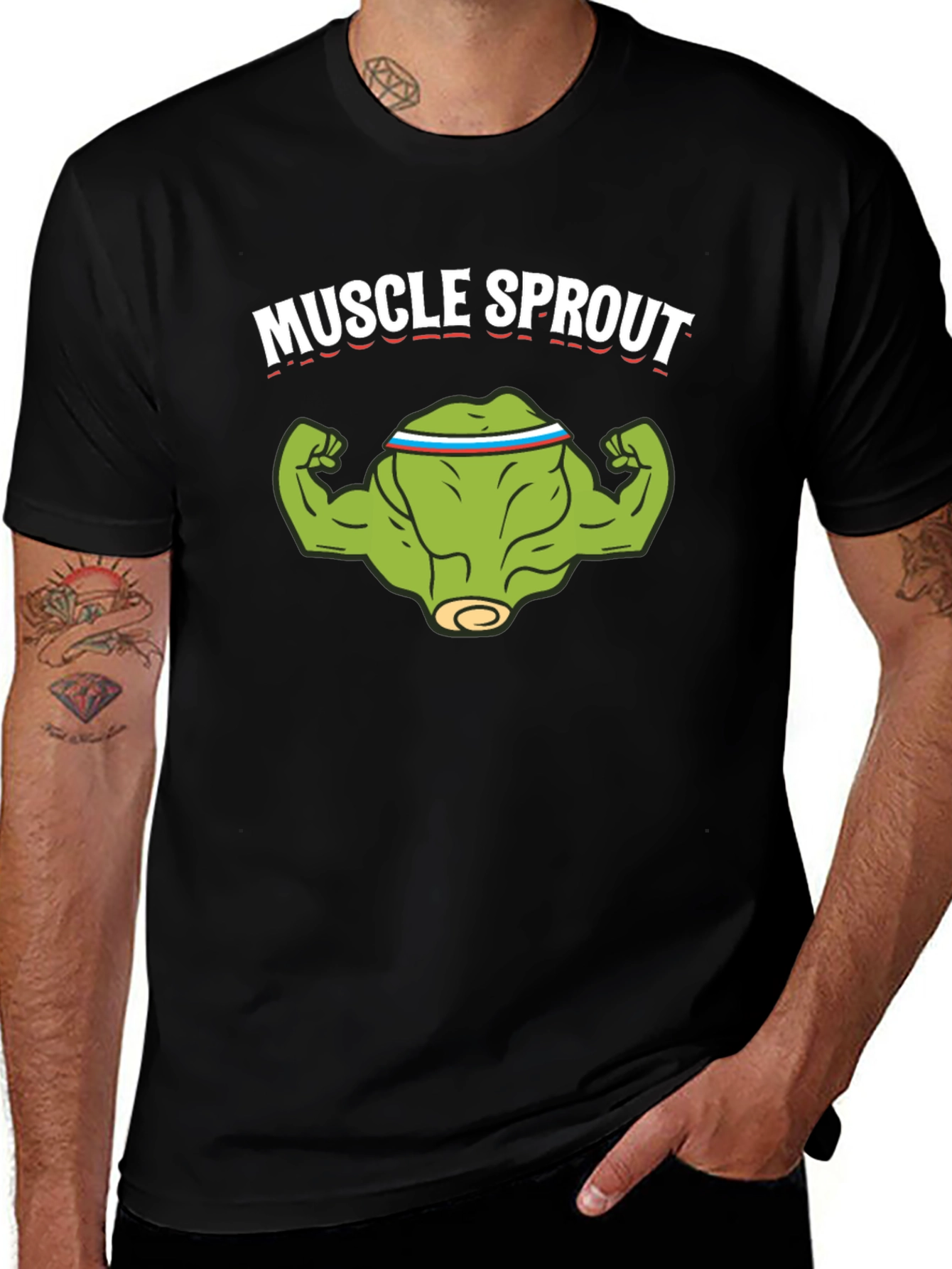 Muscle Sprout Black T-Shirt - Gym Humor Tee