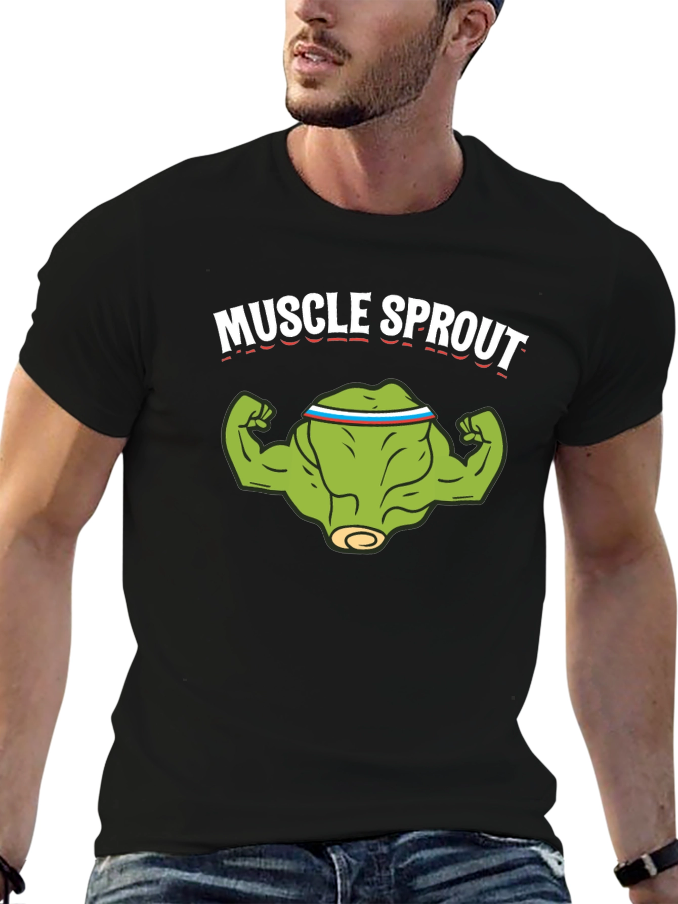 Muscle Sprout Black T-Shirt - Gym Humor Tee