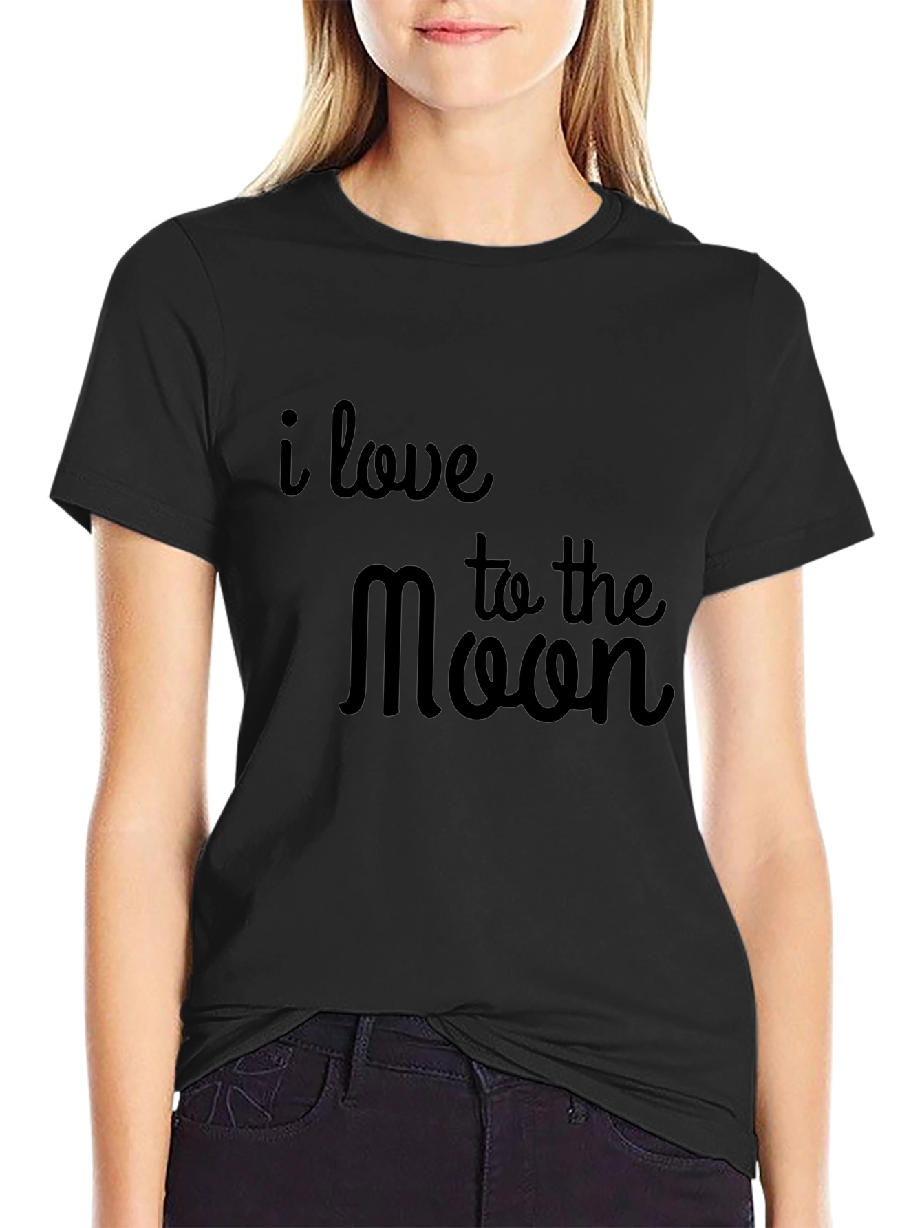 I Love to the Moon T-Shirt Black