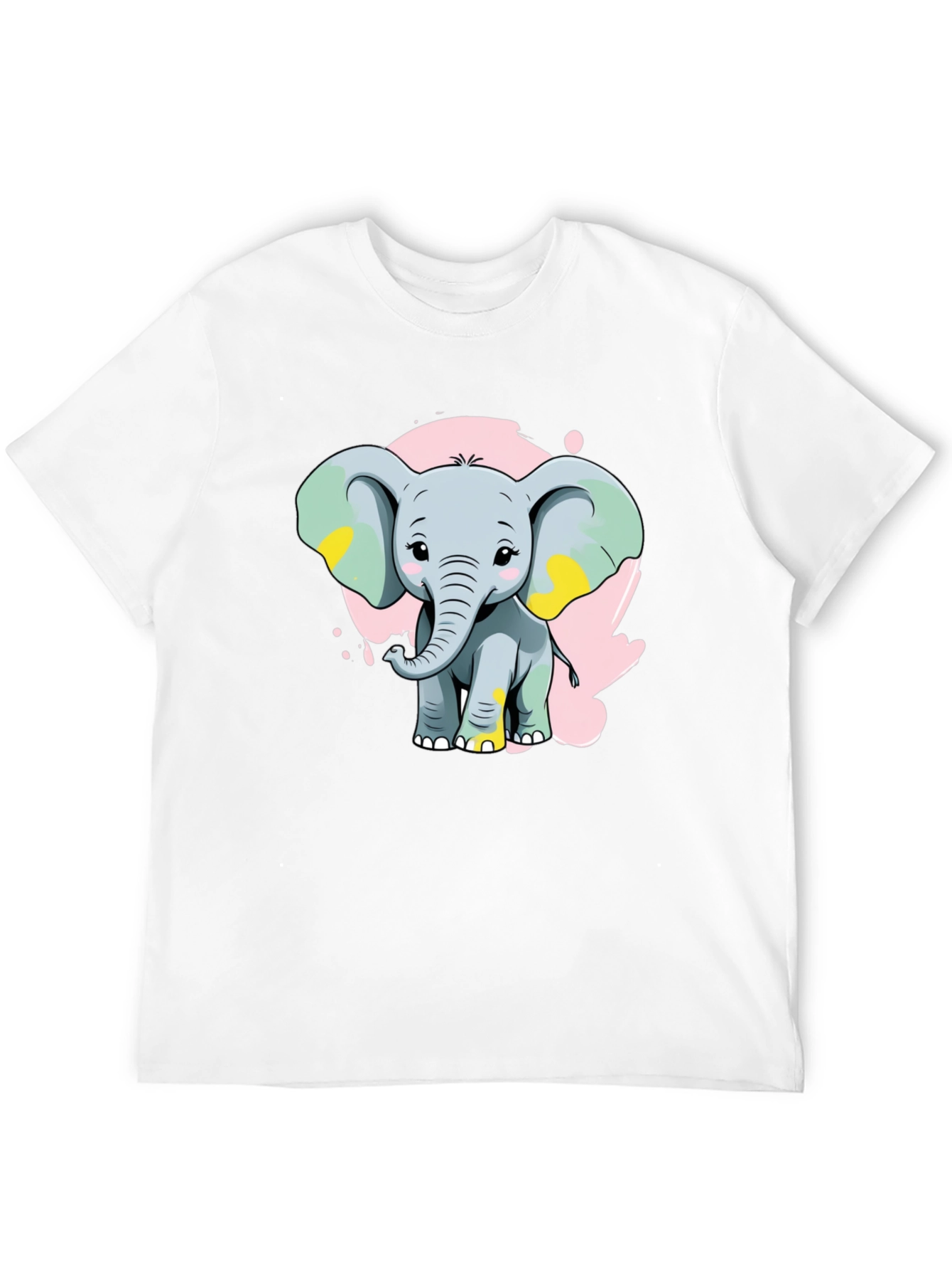 Cute Elephant Graphic Tee - Black Cotton Blend Shirt