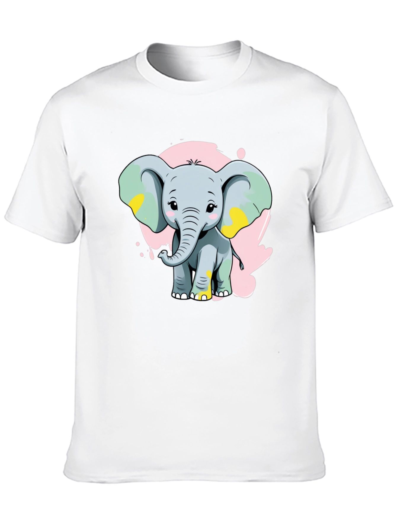 Cute Elephant Graphic Tee - Black Cotton Blend Shirt