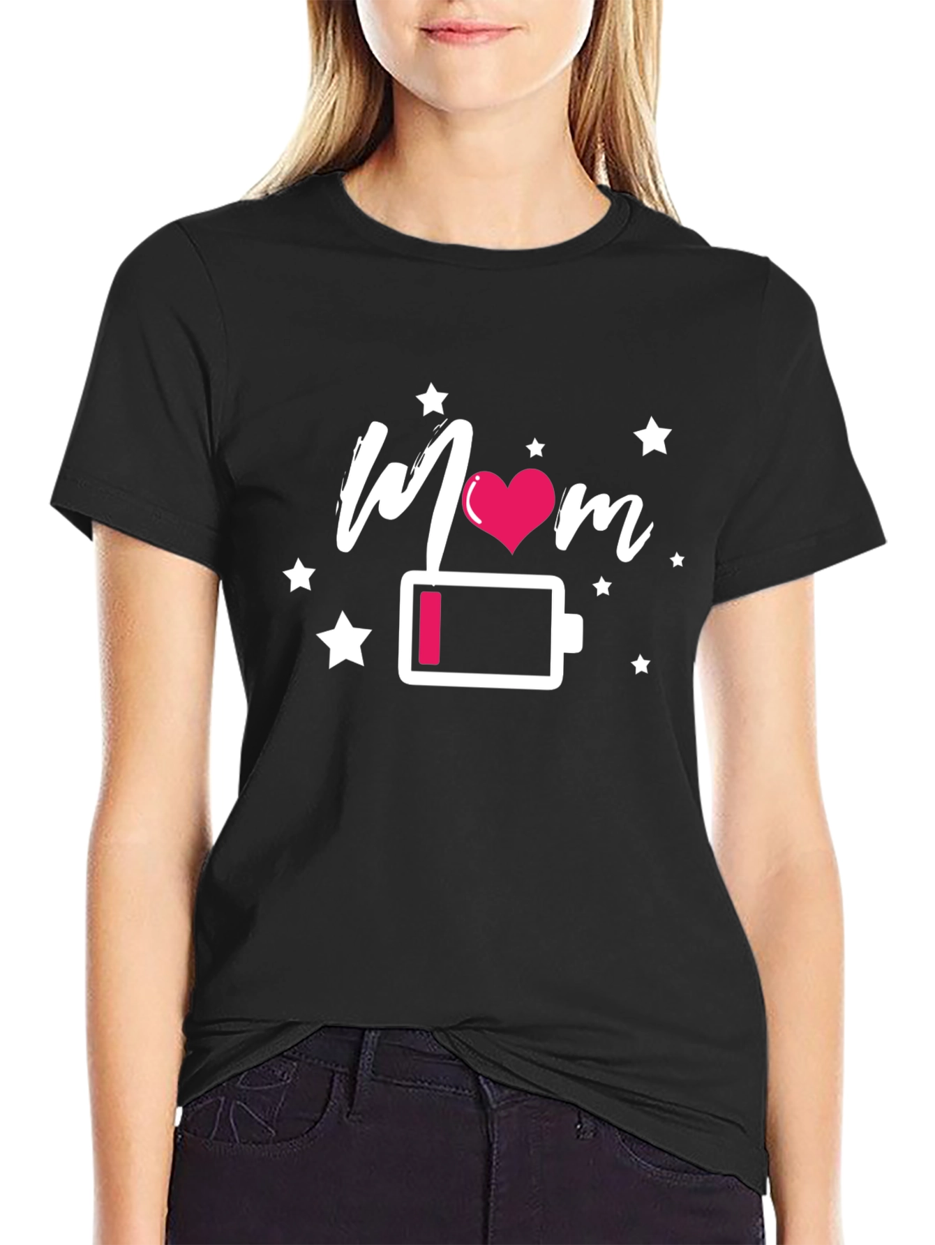 Mom Low Battery T-Shirt - Black