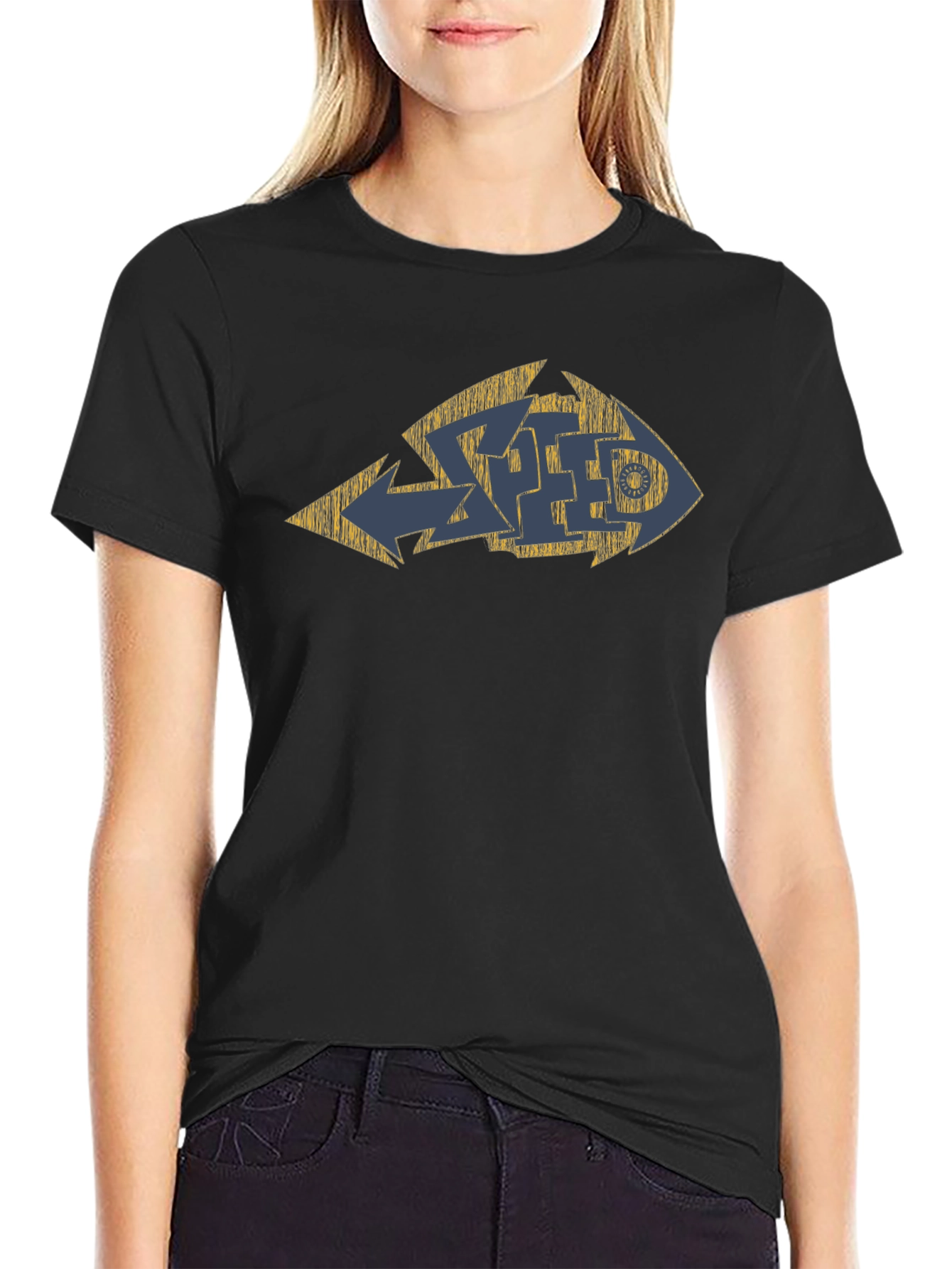 Distressed Graffiti Style Graphic Tee - Black Cotton Blend