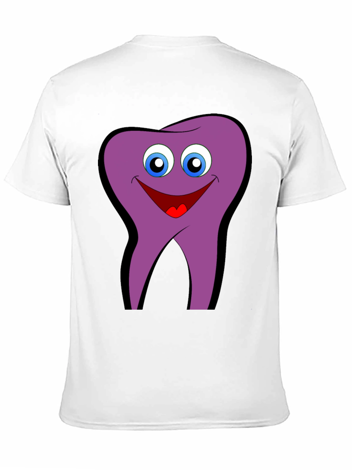 Funny Tooth Cartoon Graphic Tee - Black Cotton T-Shirt