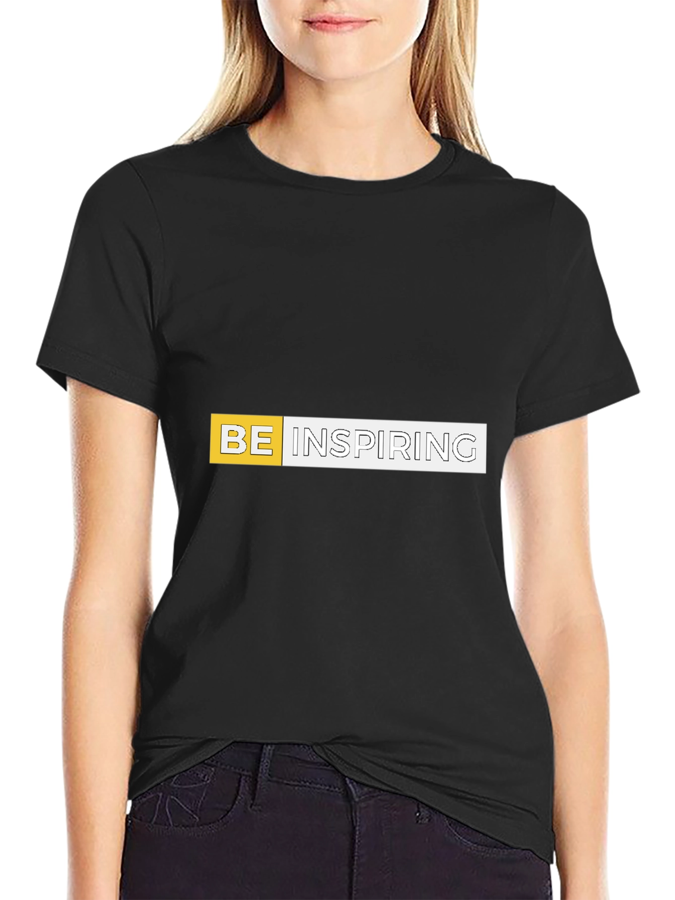 Be Inspiring Graphic Print Black Tee