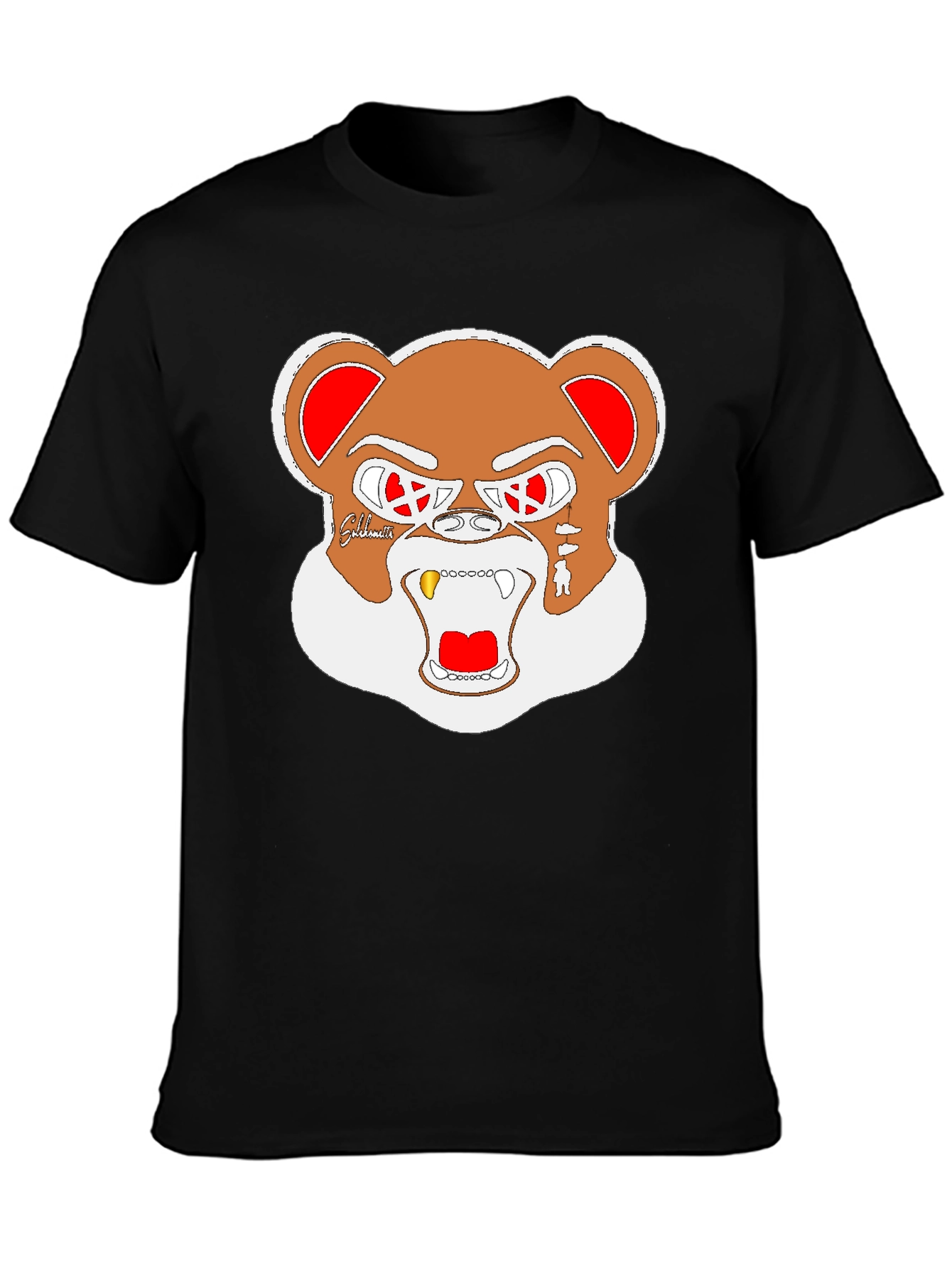 Cool Bear Graphic Print Black T-Shirt