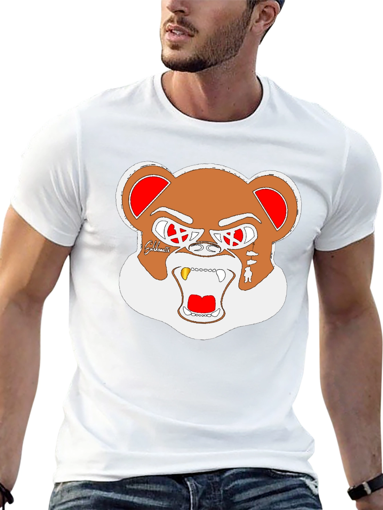 Cool Bear Graphic Print Black T-Shirt