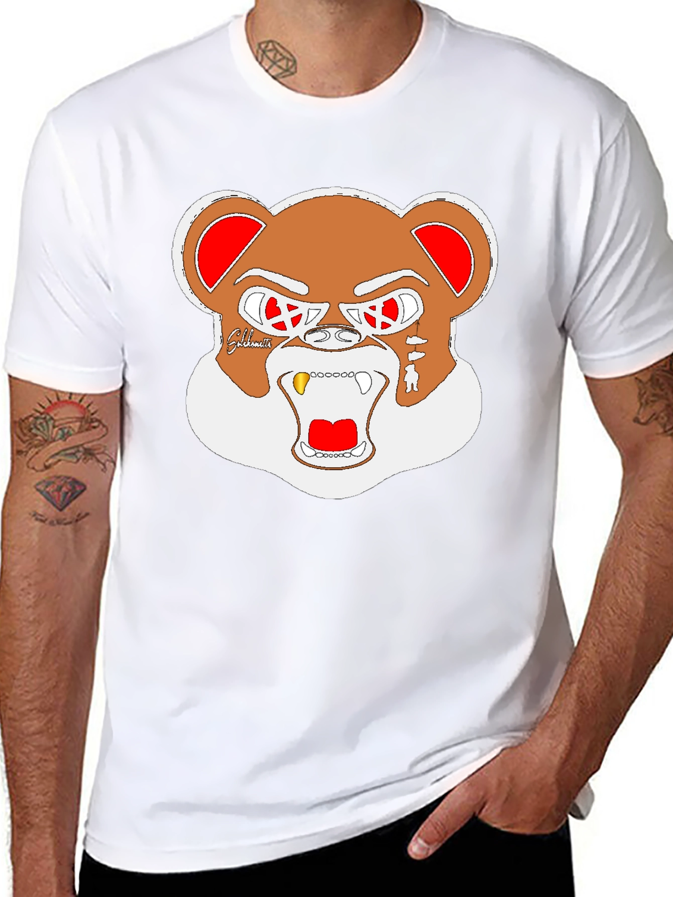 Cool Bear Graphic Print Black T-Shirt