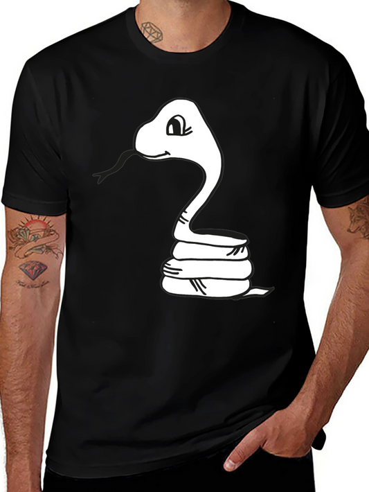 Cartoon Snake Graphic Tee - Black