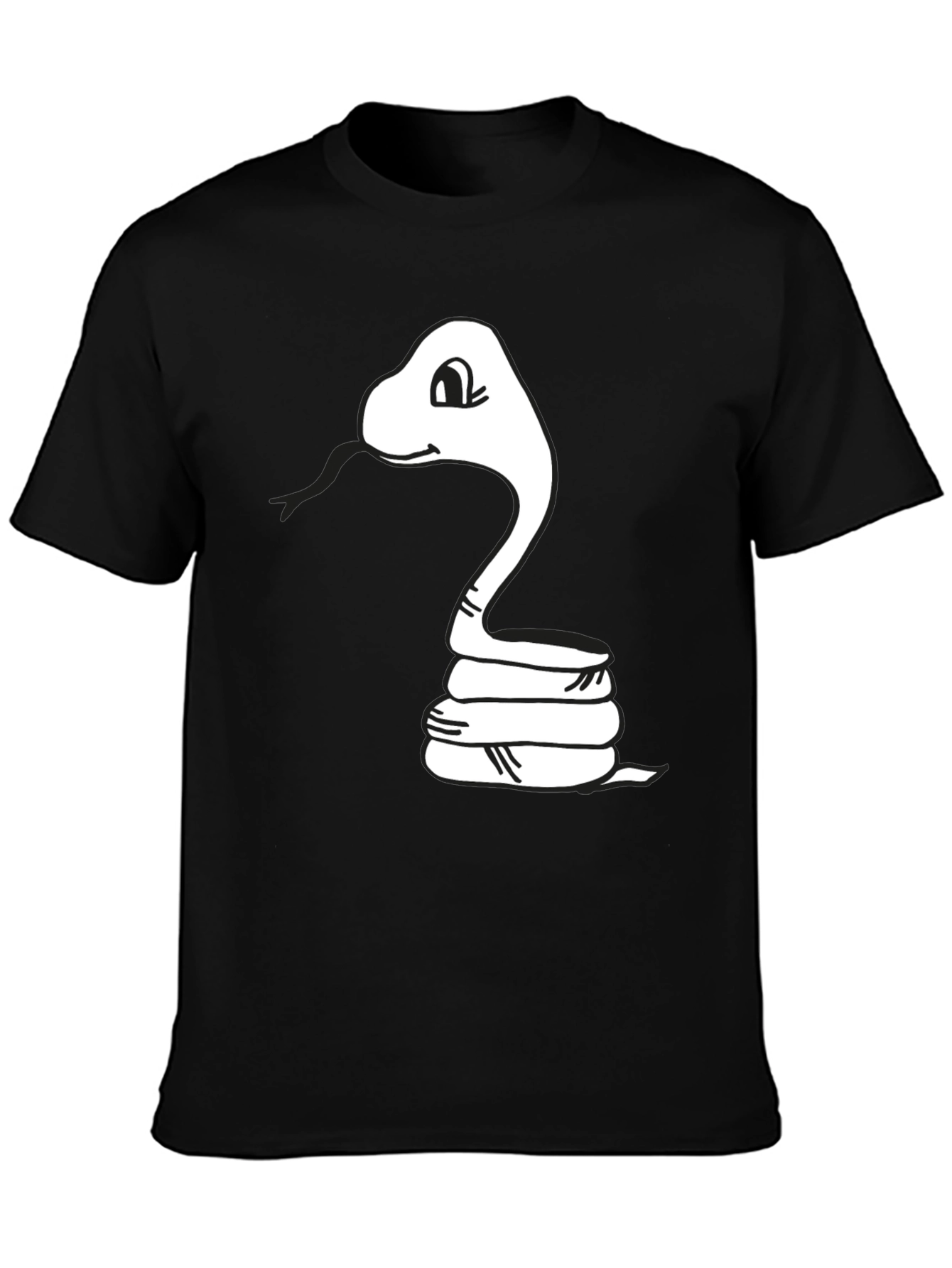 Cartoon Snake Graphic Tee - Black