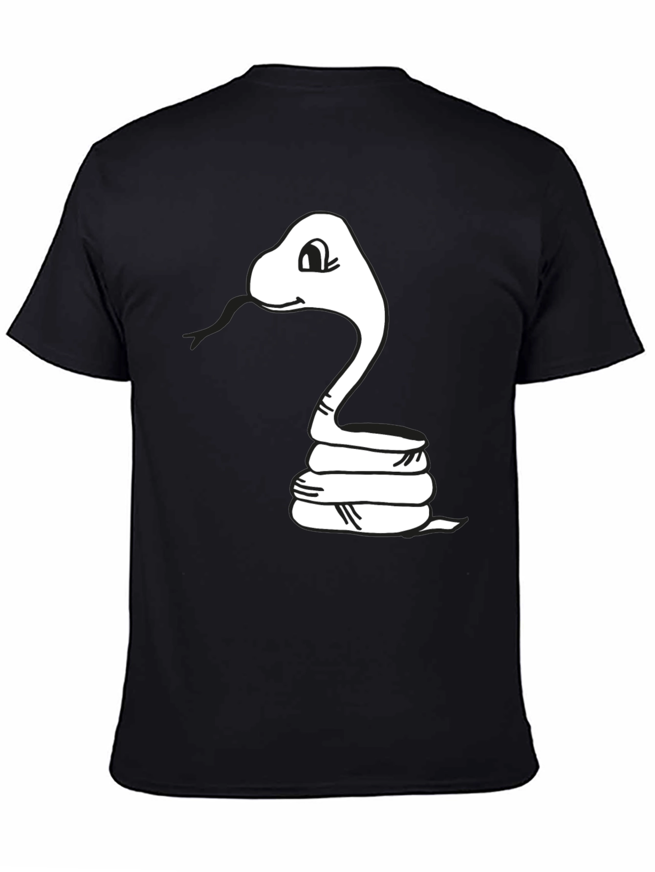 Cartoon Snake Graphic Tee - Black