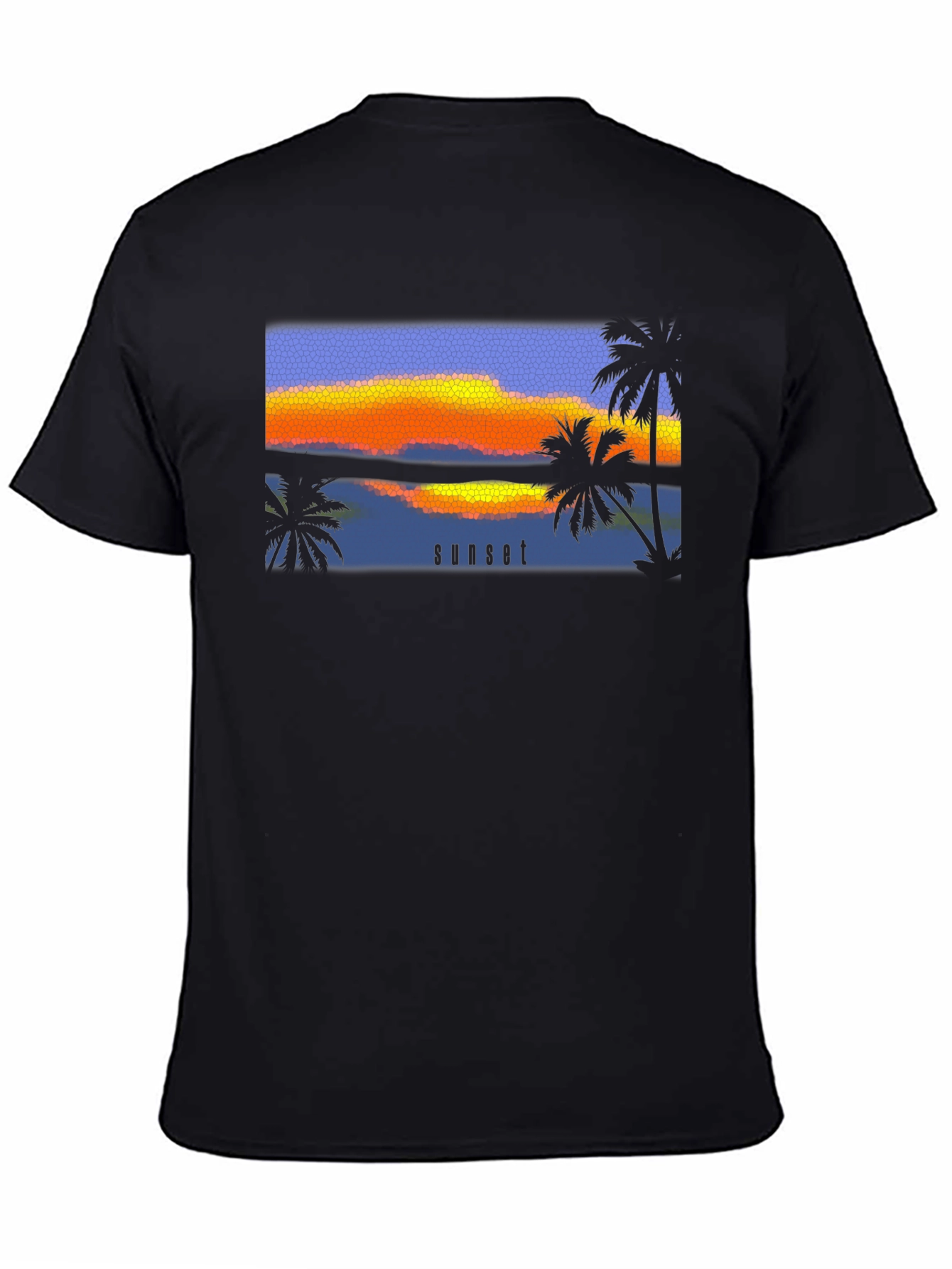 Sunset Palm T-Shirt - Black Graphic Tee