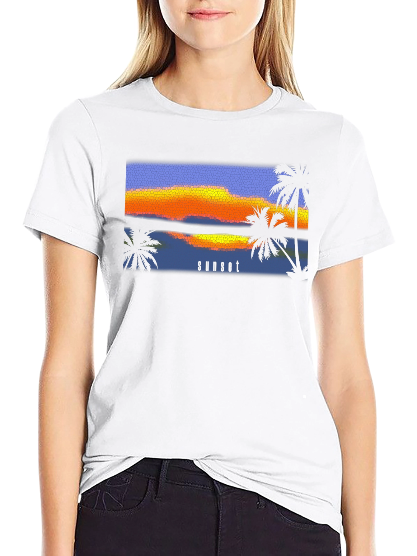 Sunset Palm T-Shirt - Black Graphic Tee