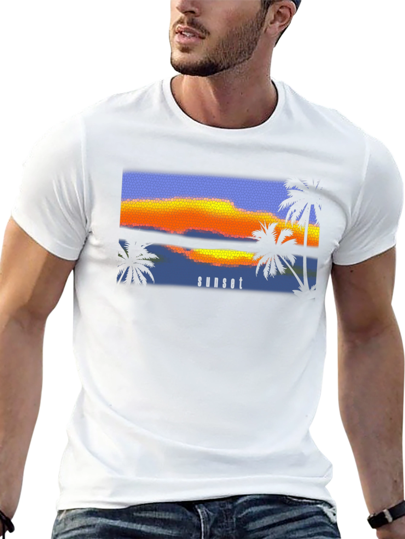 Sunset Palm T-Shirt - Black Graphic Tee