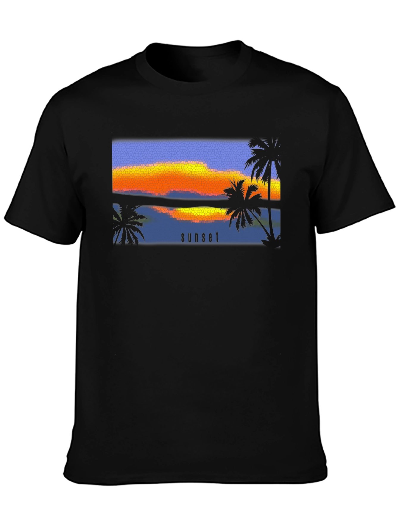 Sunset Palm T-Shirt - Black Graphic Tee