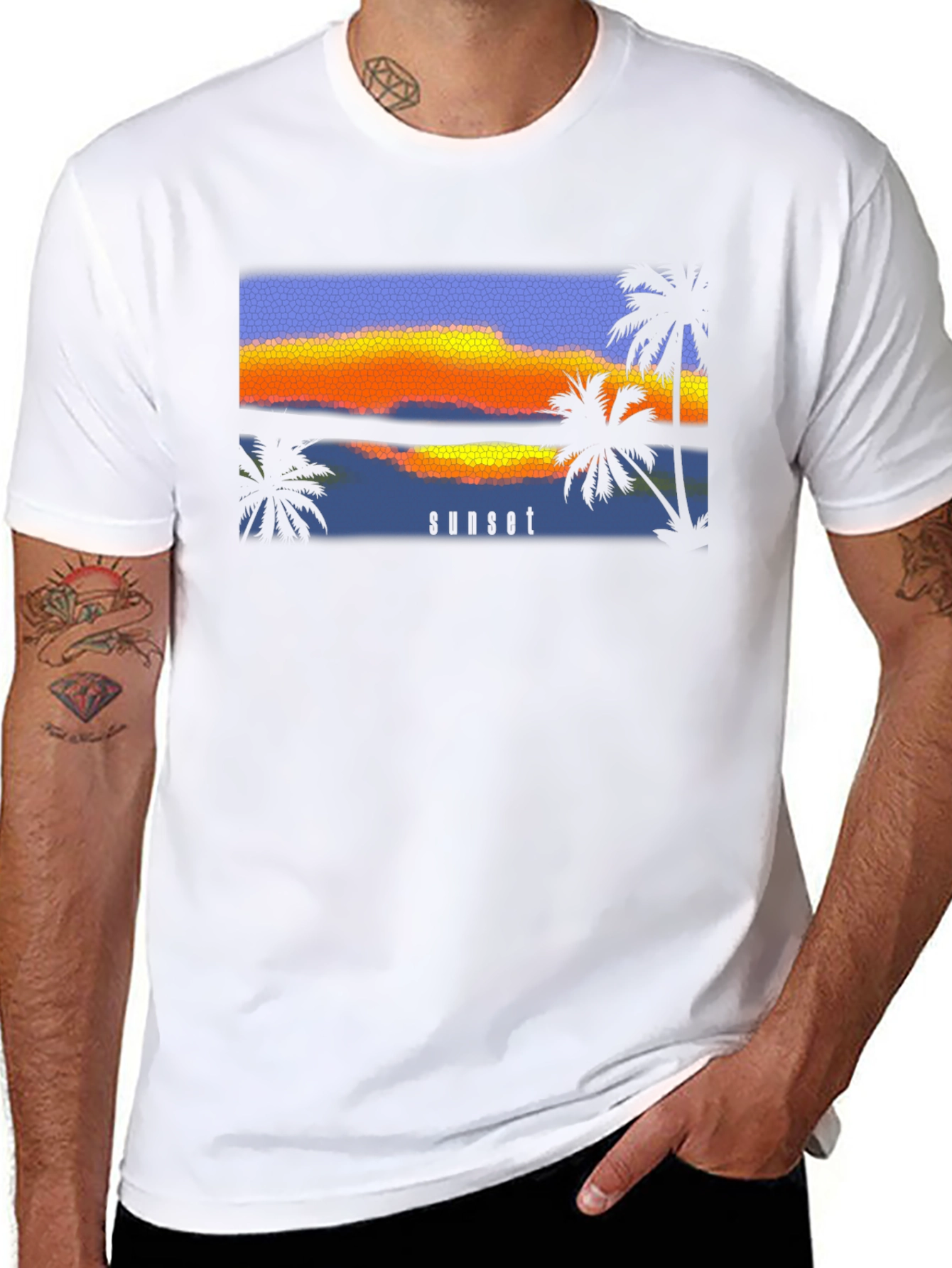 Sunset Palm T-Shirt - Black Graphic Tee
