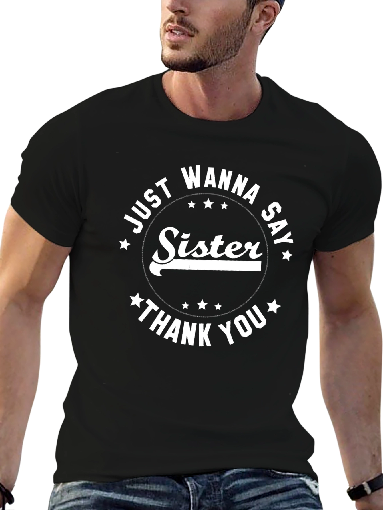 Sister Thank You Black Graphic Tee Shirt