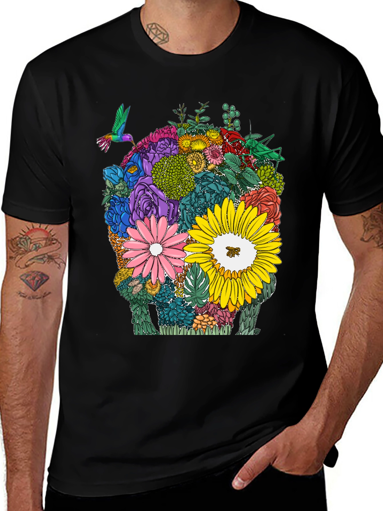 Floral Skull Graphic T-Shirt - Unique Design