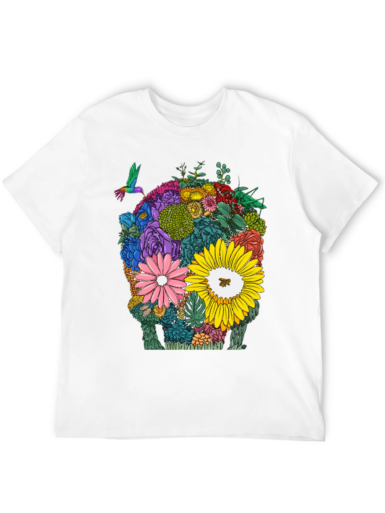 Floral Skull Graphic T-Shirt - Unique Design