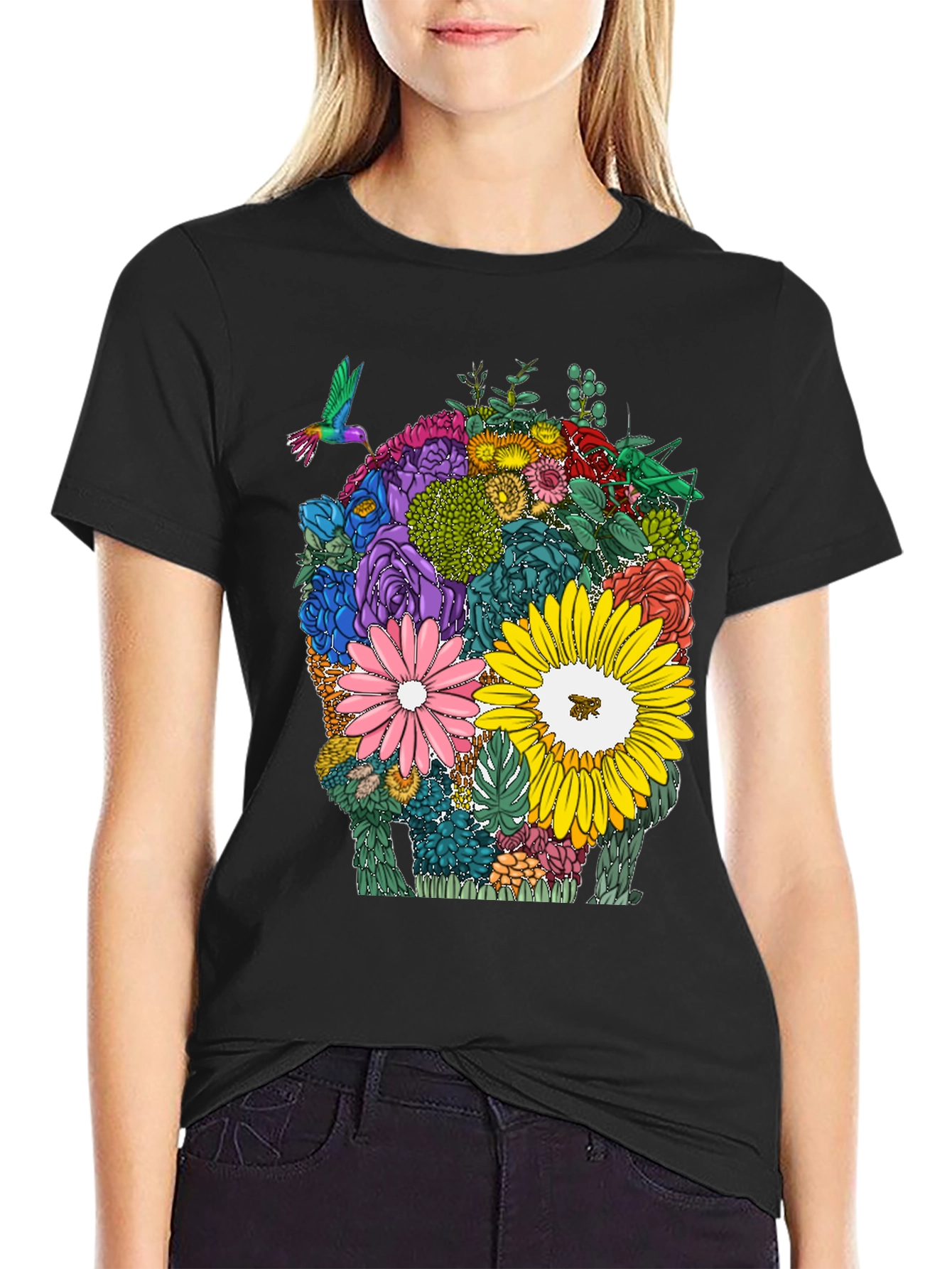Floral Skull Graphic T-Shirt - Unique Design