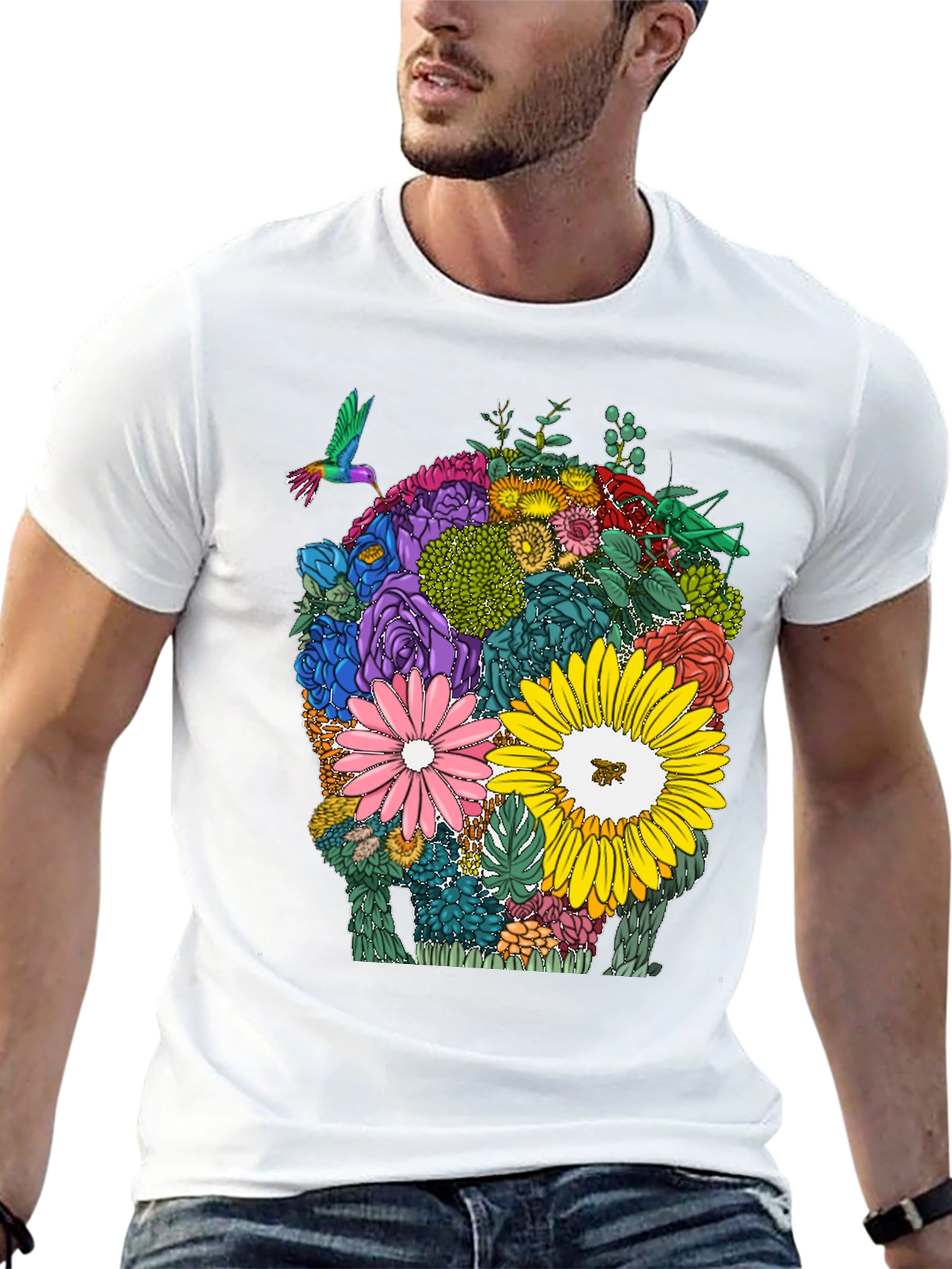Floral Skull Graphic T-Shirt - Unique Design