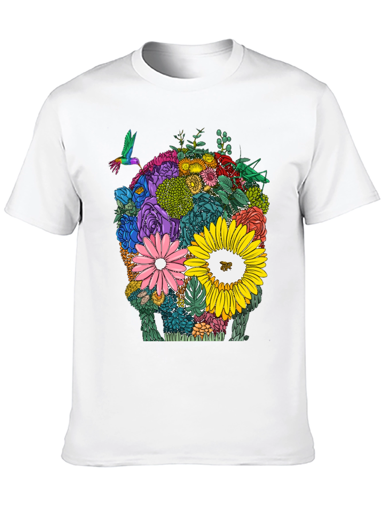 Floral Skull Graphic T-Shirt - Unique Design