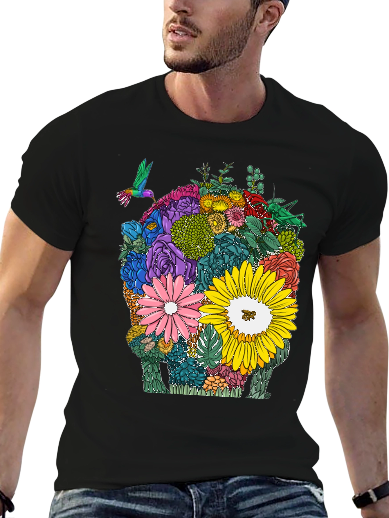 Floral Skull Graphic T-Shirt - Unique Design