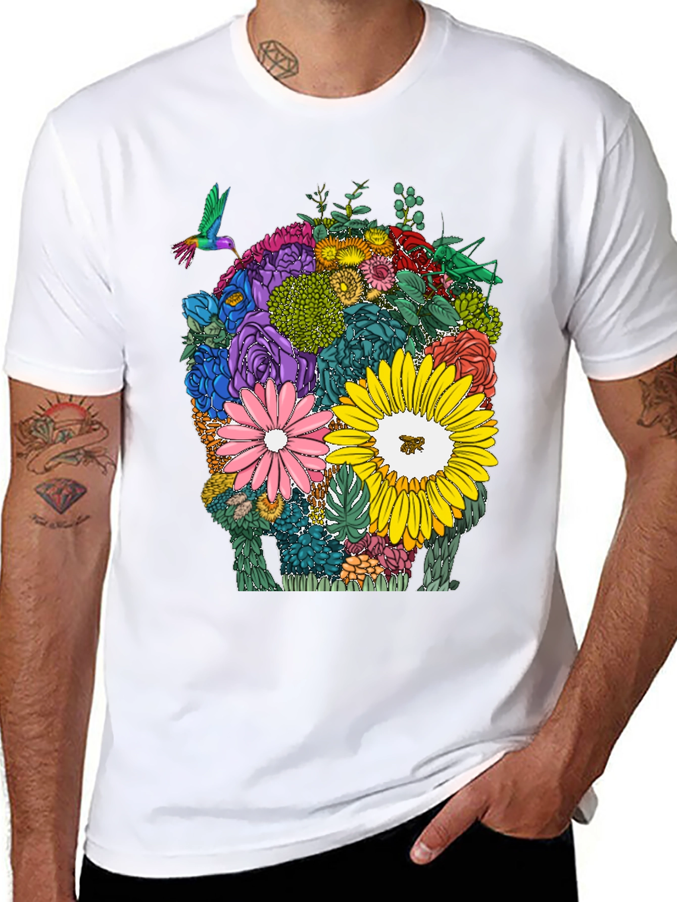 Floral Skull Graphic T-Shirt - Unique Design