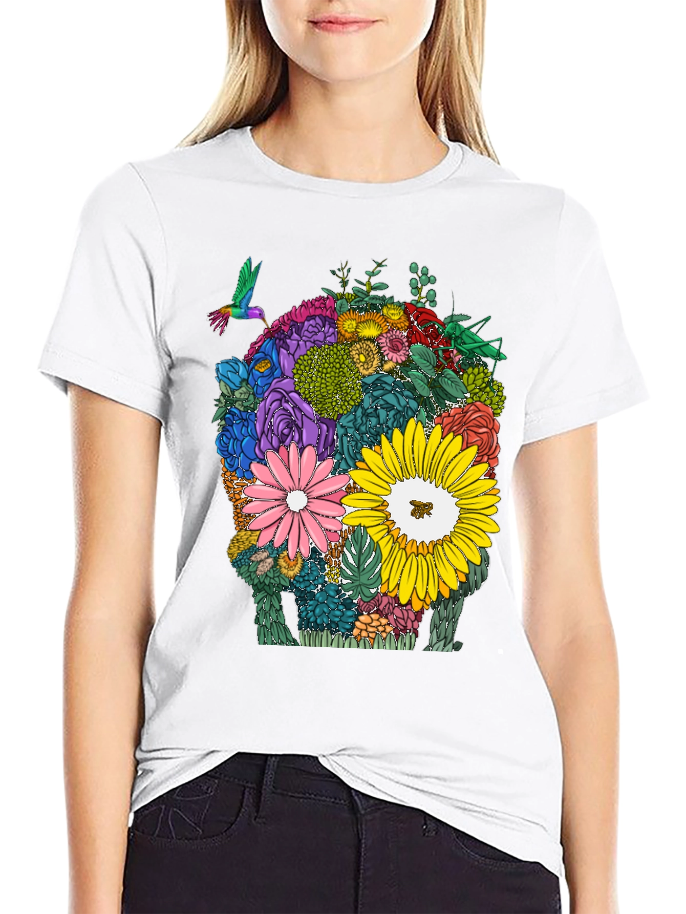 Floral Skull Graphic T-Shirt - Unique Design