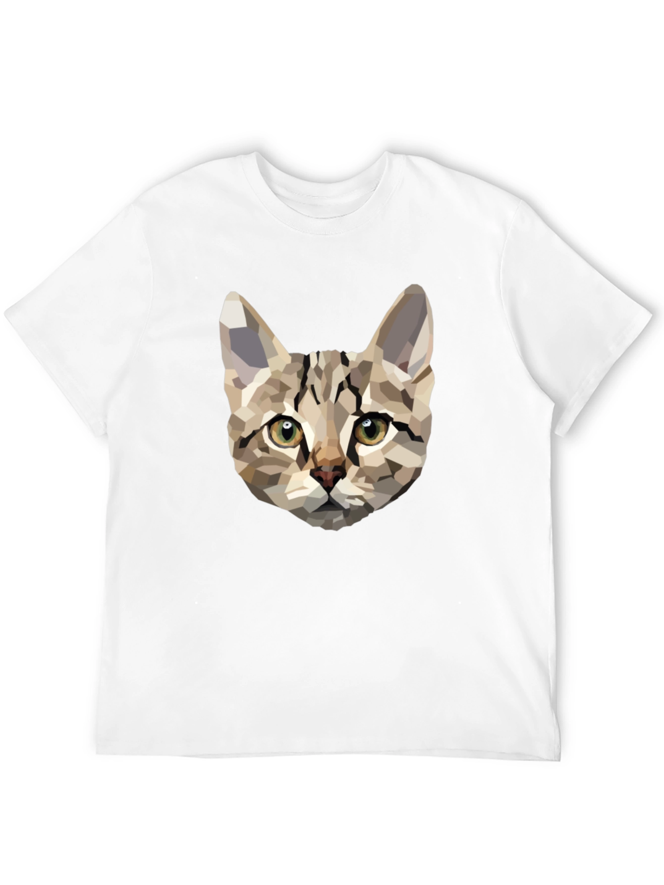 Geometric Cat Print Black T-Shirt