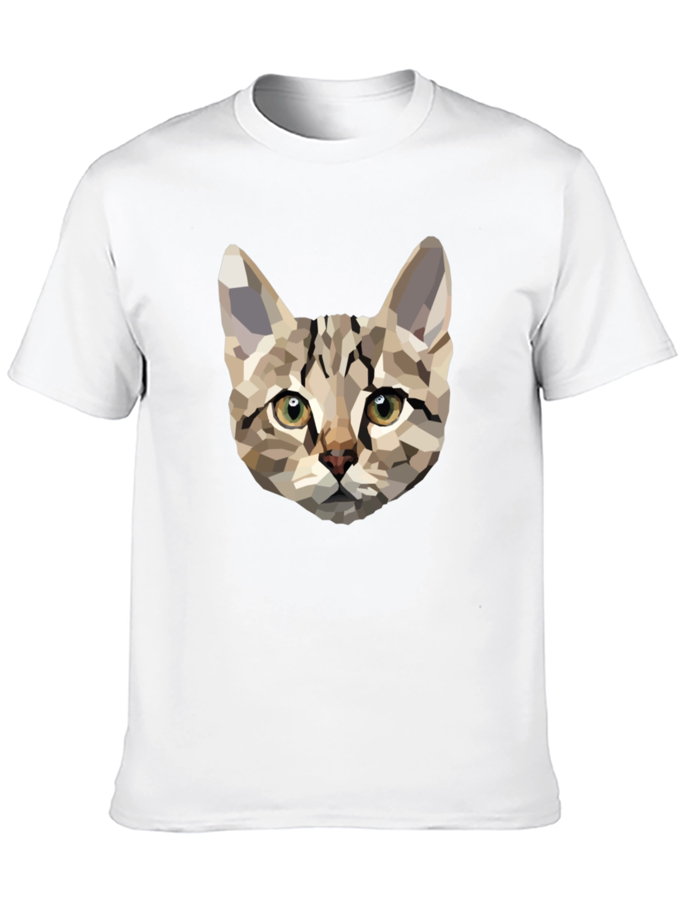Geometric Cat Print Black T-Shirt