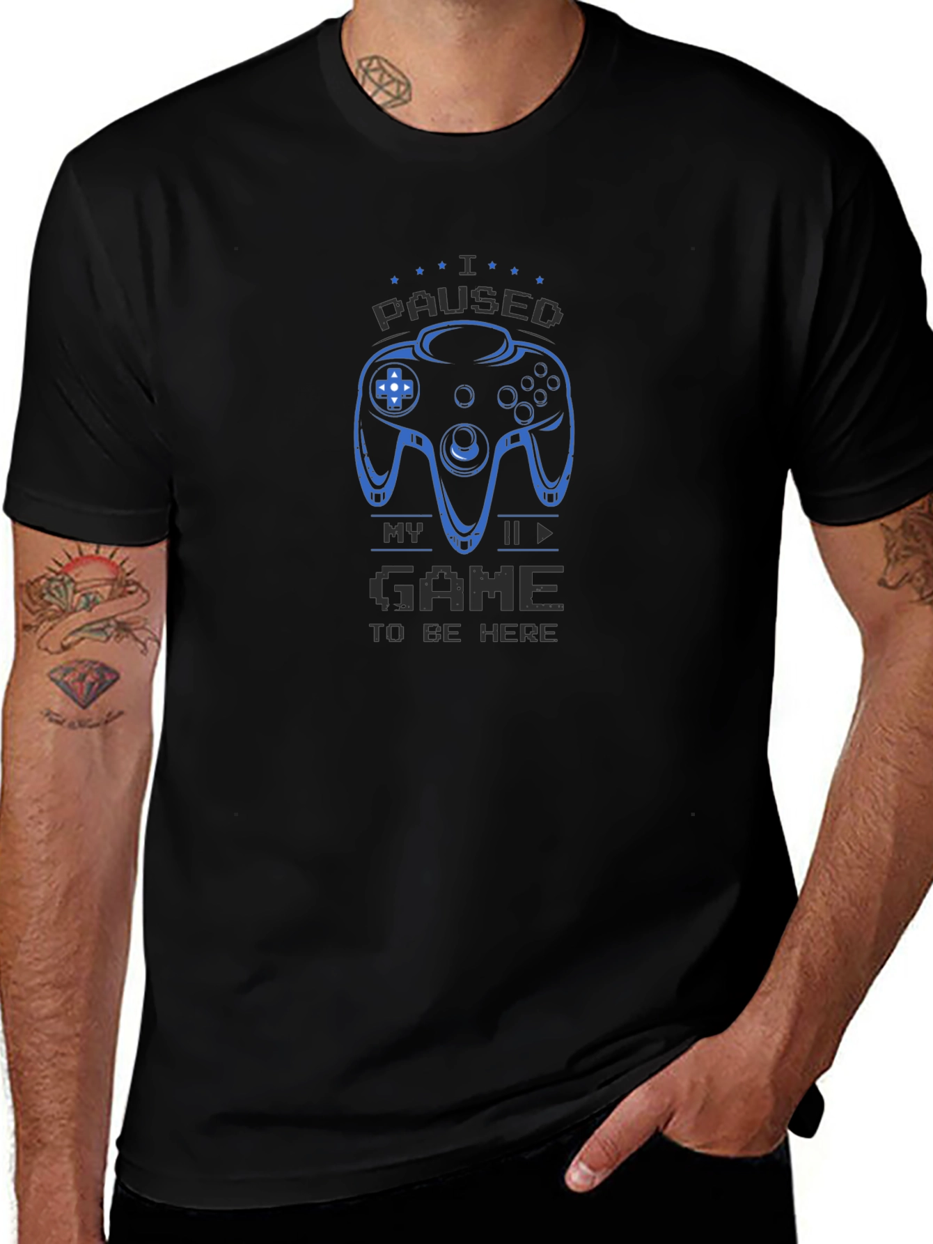 Gamers Black T-Shirt - I Paused My Game
