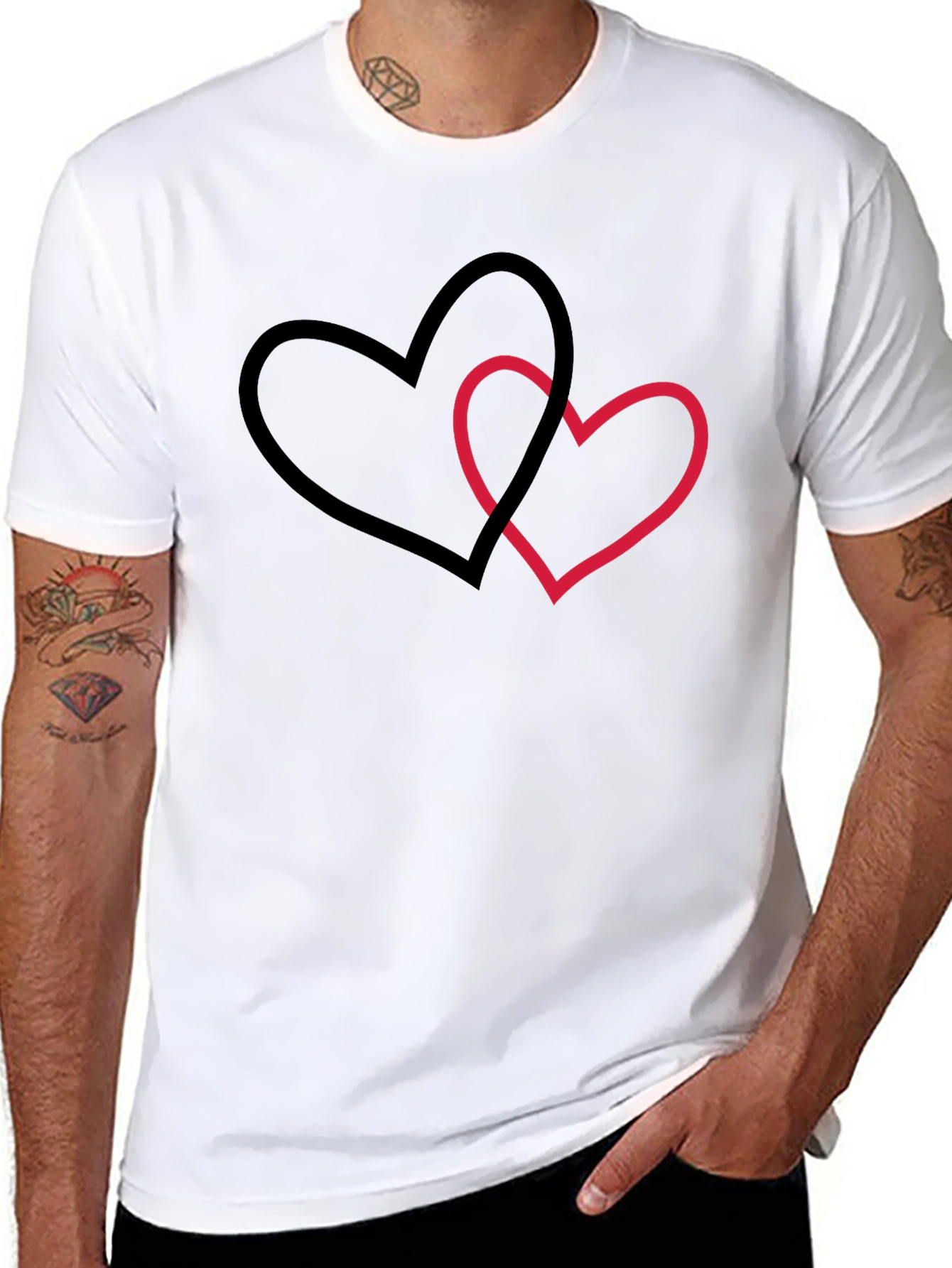 Interlocking Hearts Graphic Tee - Black