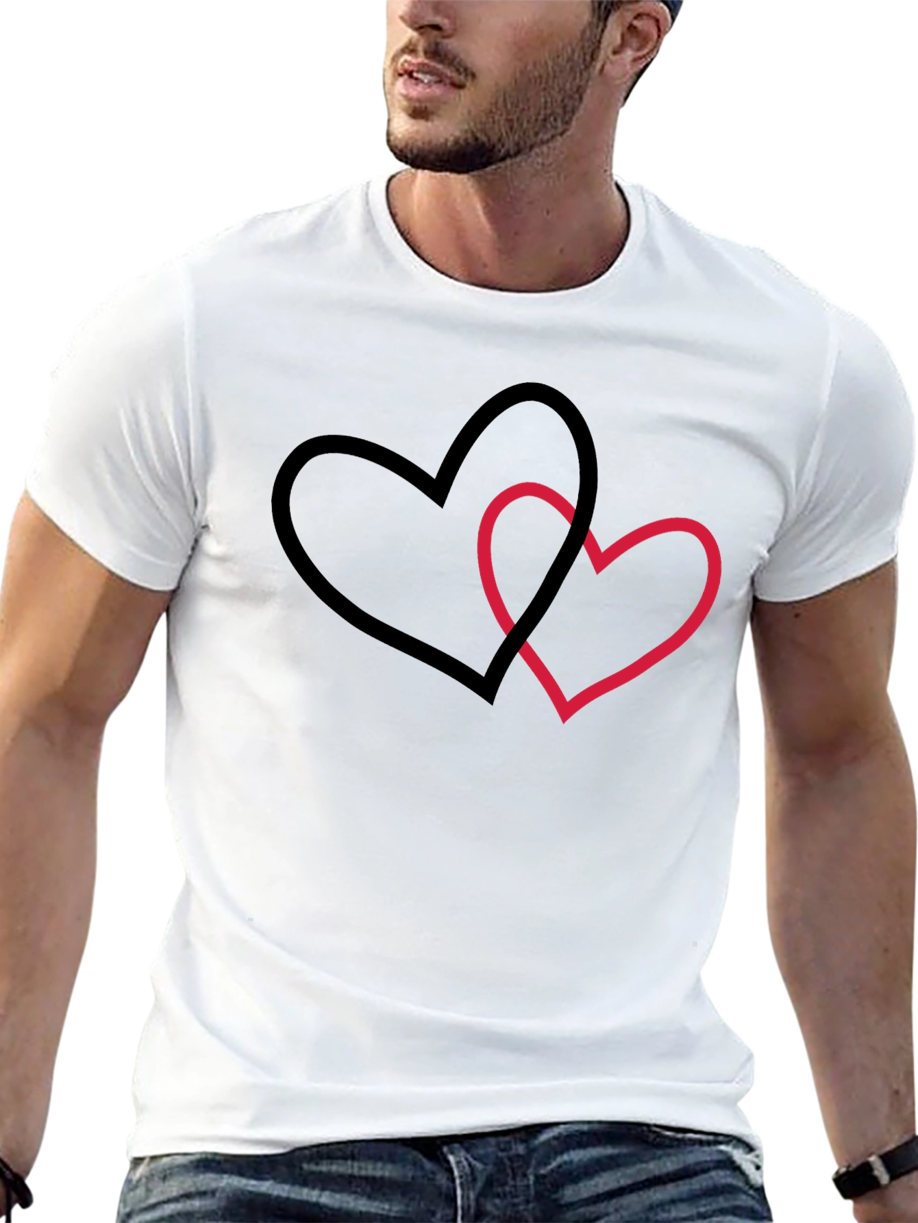 Interlocking Hearts Graphic Tee - Black