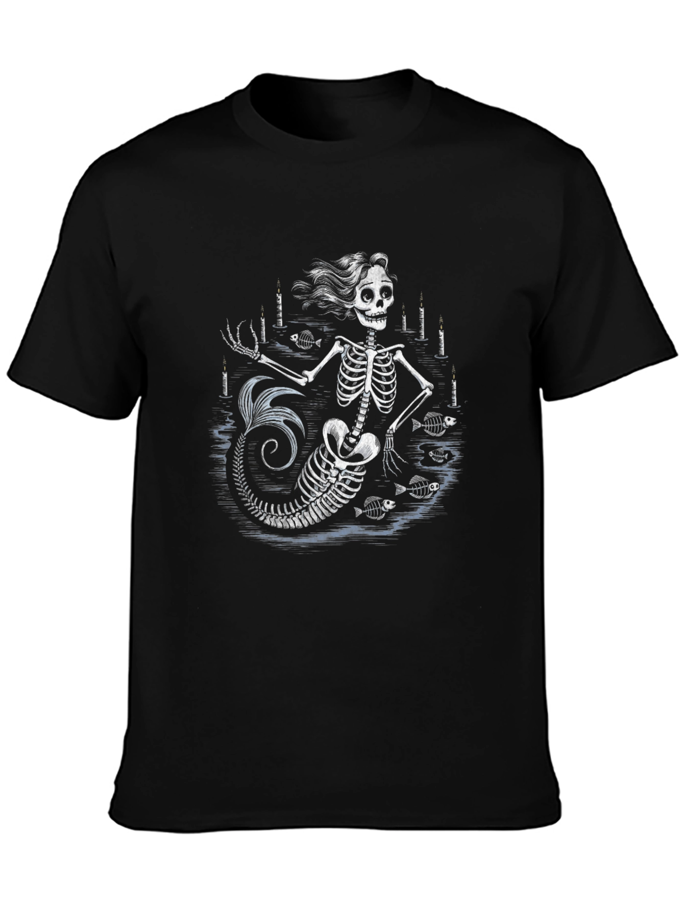 Skeleton Mermaid Graphic T-Shirt