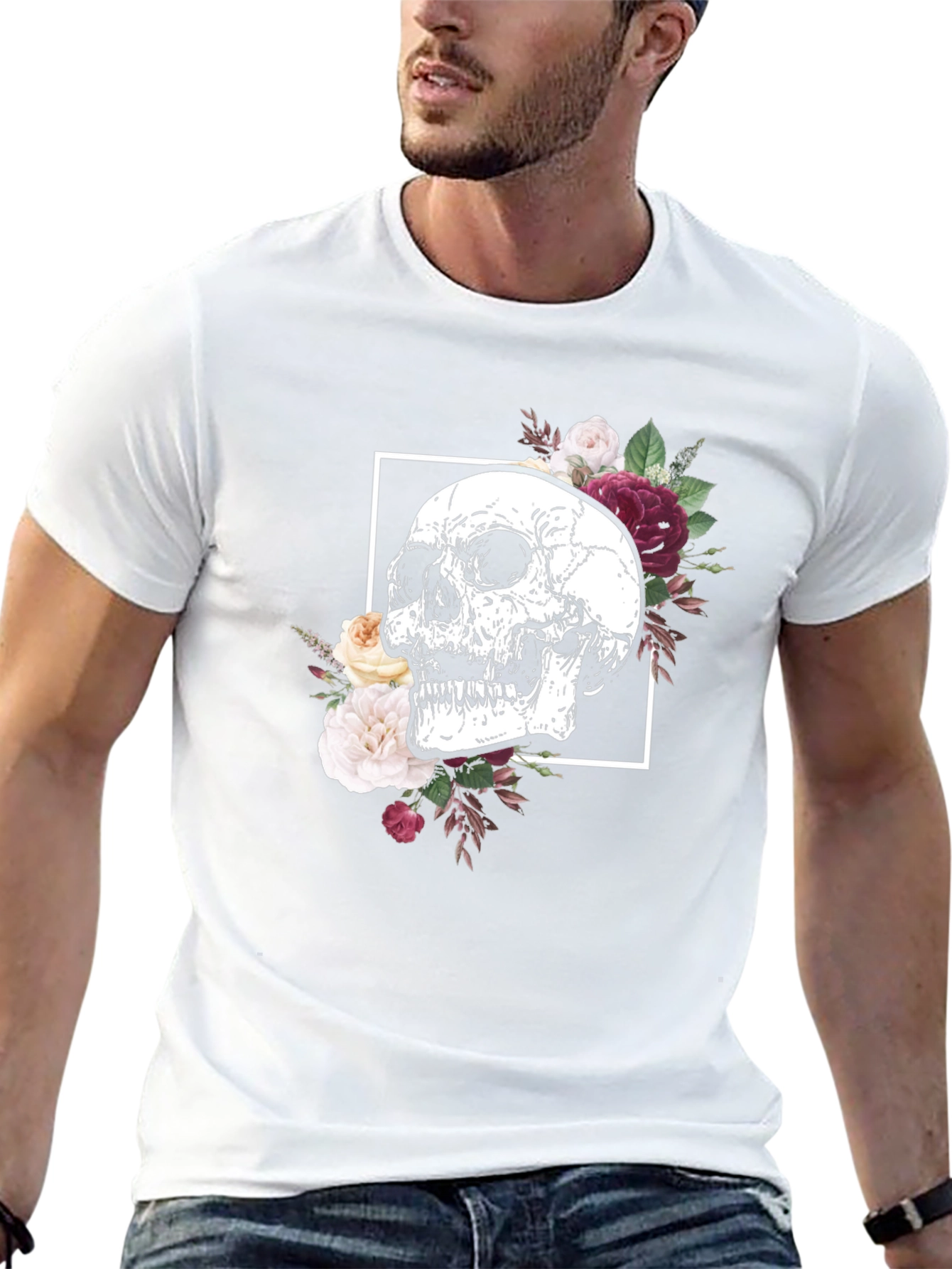 Floral Skull Graphic Tee