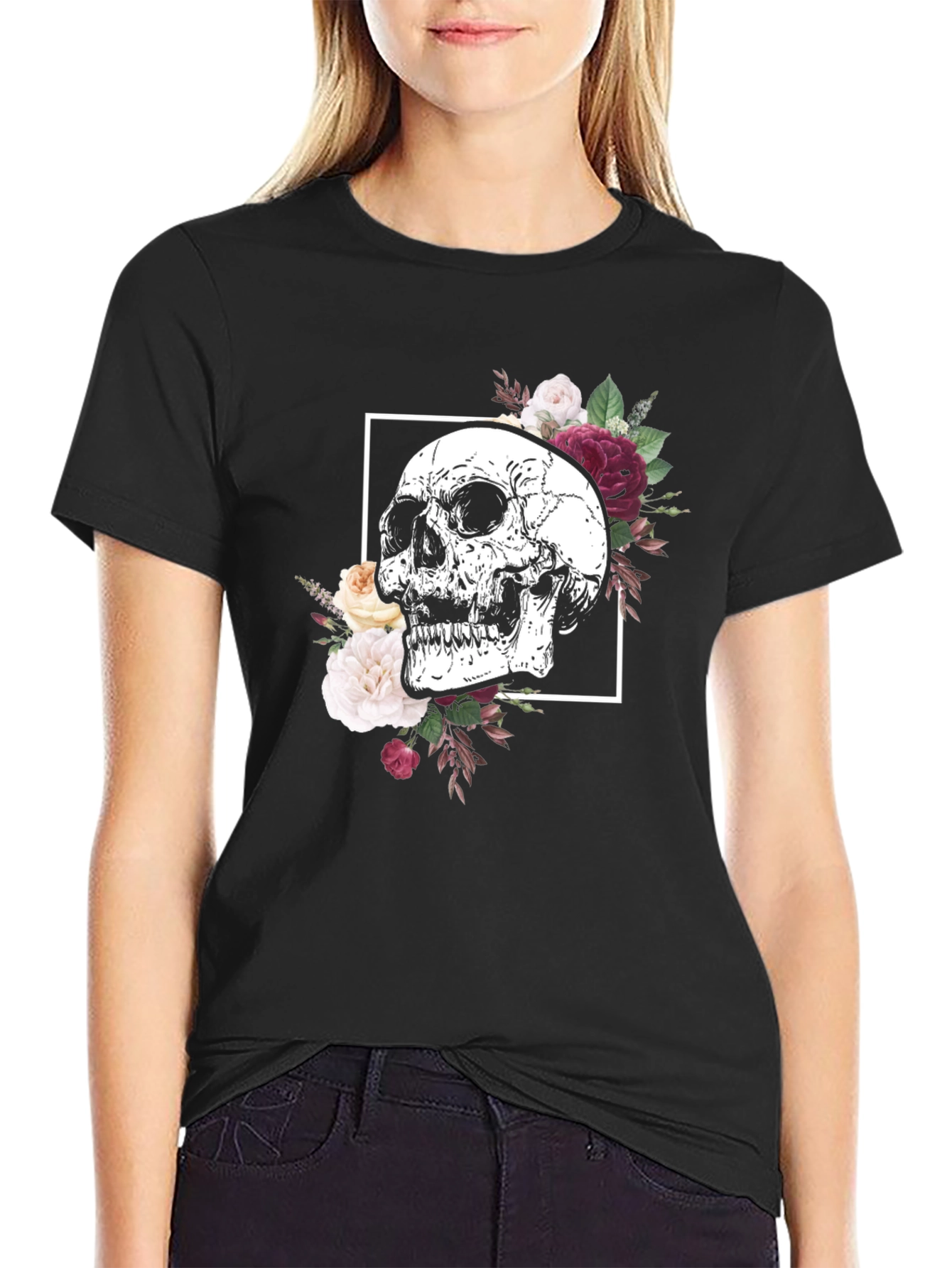 Floral Skull Graphic Tee