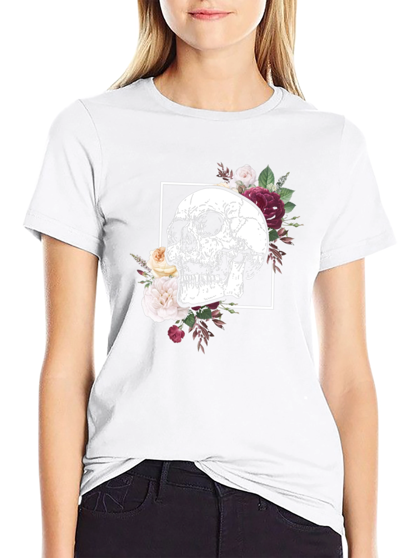 Floral Skull Graphic Tee