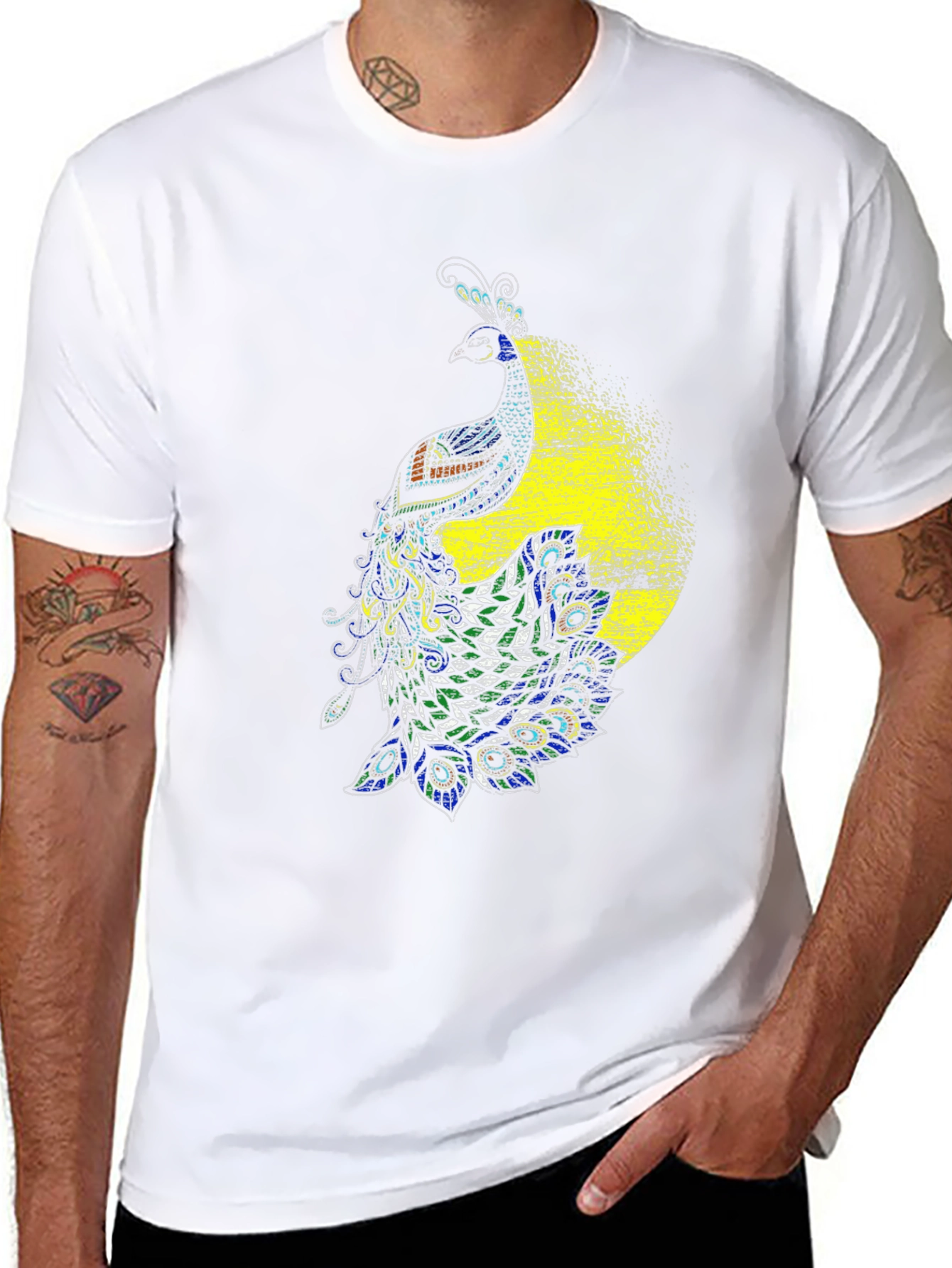 Peacock Graphic Black T-Shirt - Bold & Stylish Design