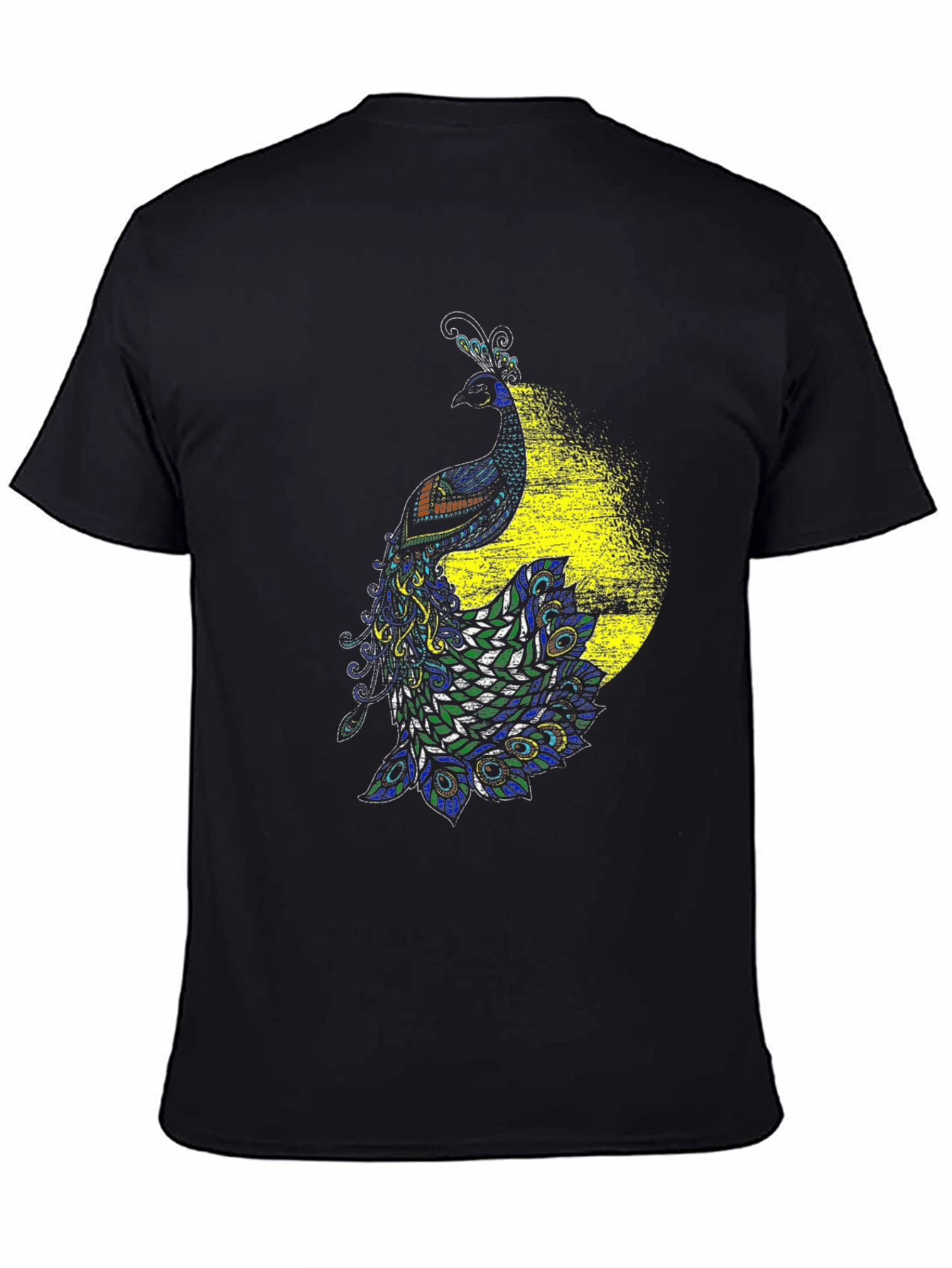 Peacock Graphic Black T-Shirt - Bold & Stylish Design