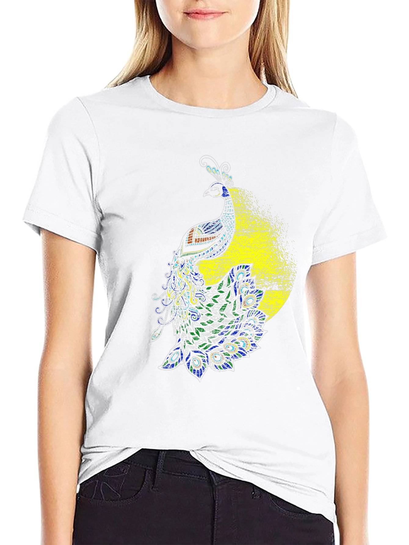 Peacock Graphic Black T-Shirt - Bold & Stylish Design