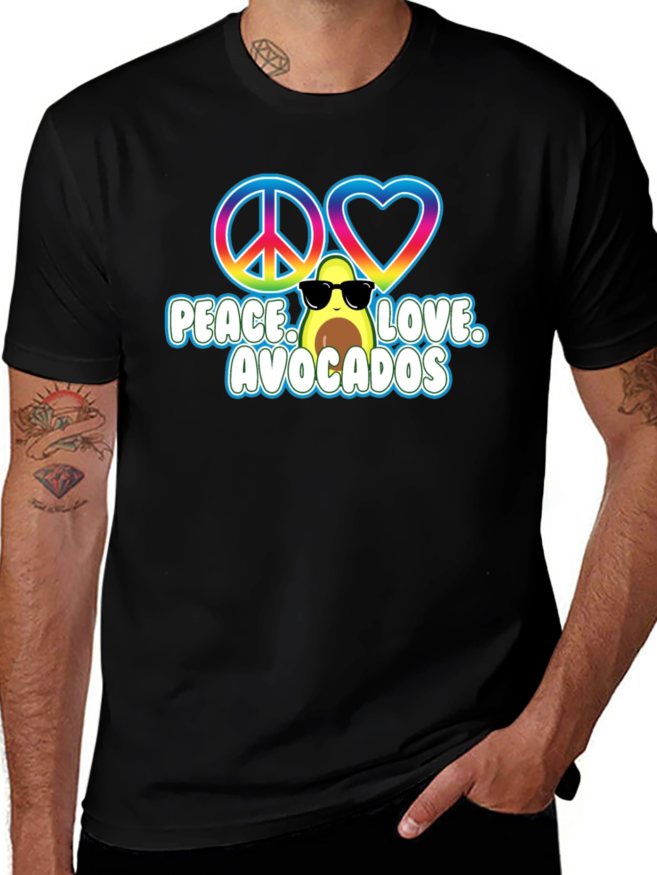 Peace Love Avocados Black T-Shirt