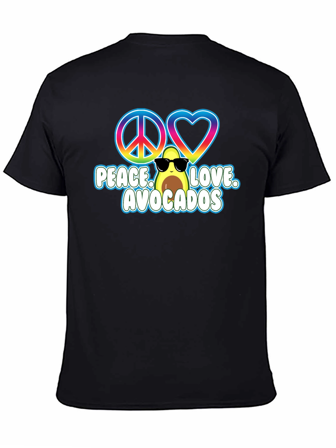 Peace Love Avocados Black T-Shirt