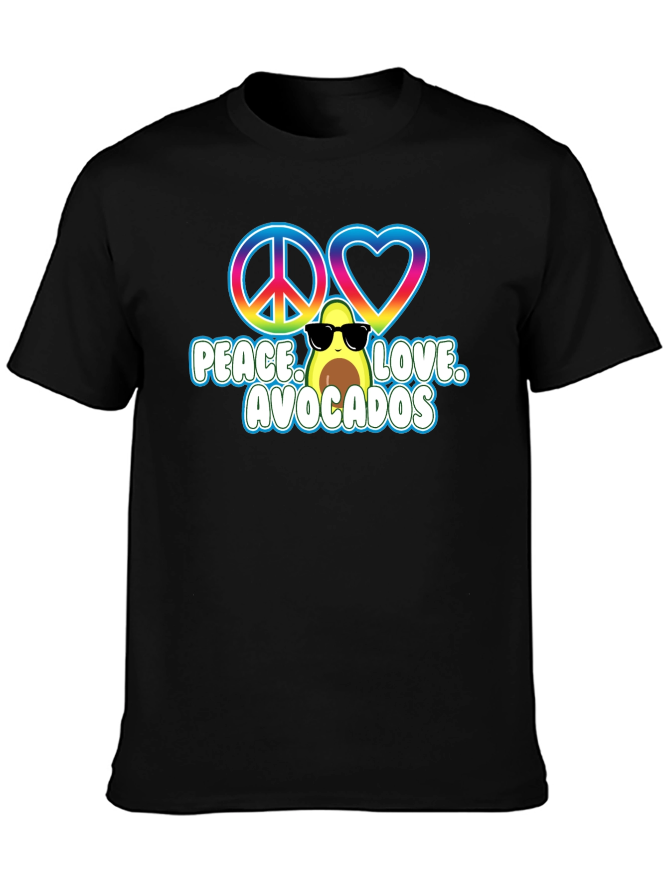 Peace Love Avocados Black T-Shirt