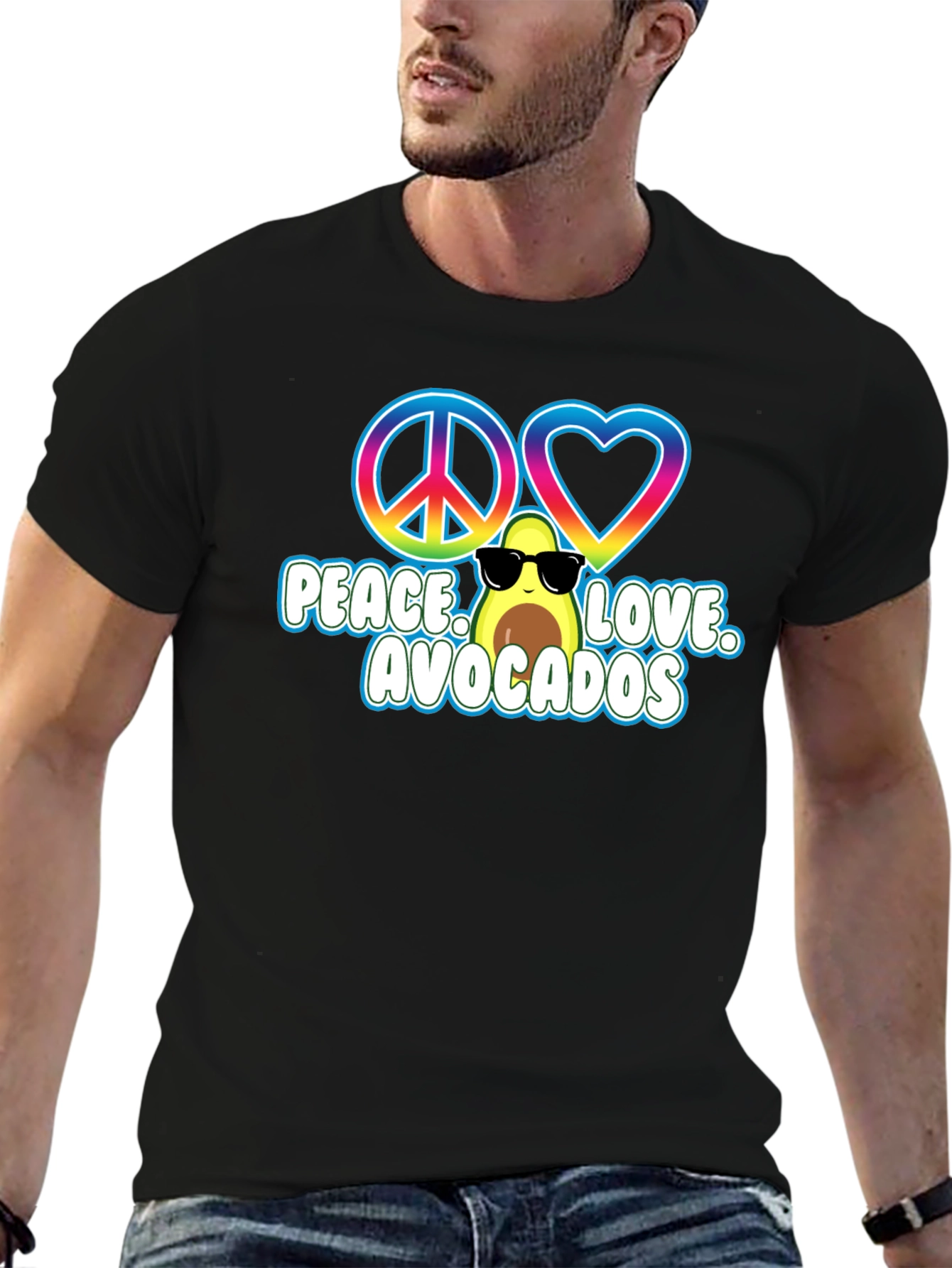 Peace Love Avocados Black T-Shirt