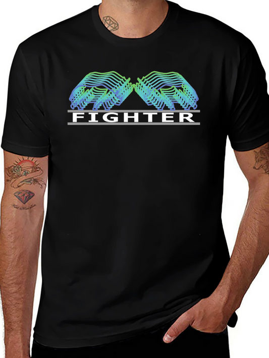 Fighter Graphic Tee - Black Casual T-Shirt